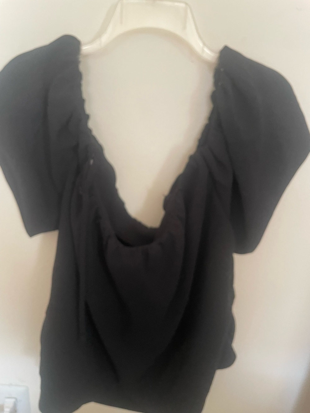 a new day Black Puff-Sleeve Scoop Neck Blouse